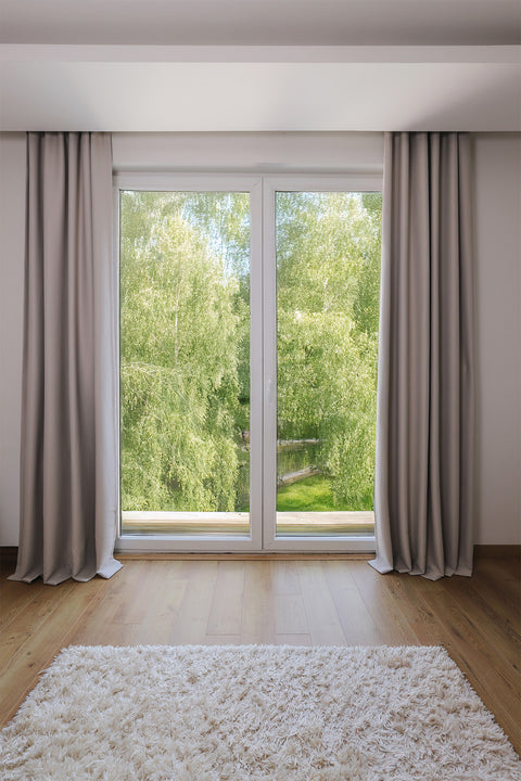 Lunet | 140x270 cm (2 Adet) Blackout Fon Perde - Taş