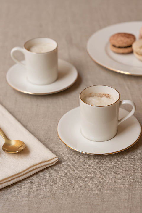 Soley | Ceyda | Altın Kenarlı 12 Parça 6 Kişilik Porselen Kahve Fincan Takımı