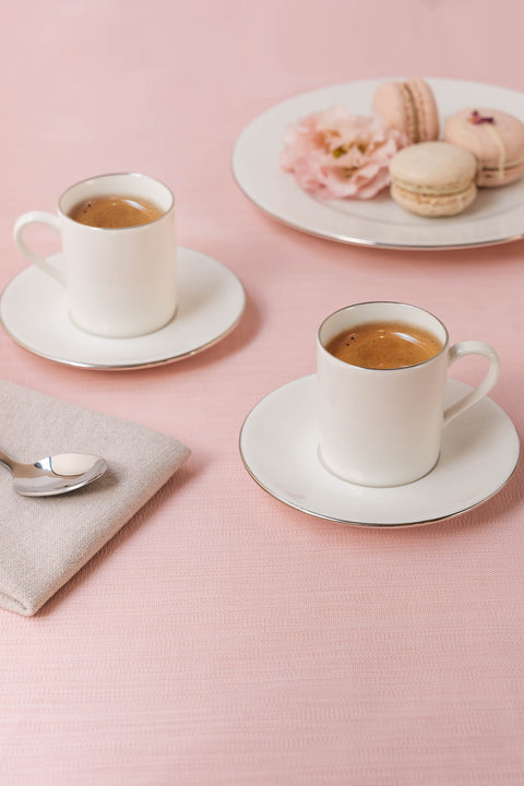 Soley | Ceyda | Gümüş Kenarlı 12 Parça 6 Kişilik Kahve Fincan Takımı