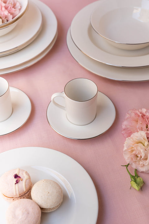 Soley | Ceyda | Gümüş Kenarlı 12 Parça 6 Kişilik Kahve Fincan Takımı