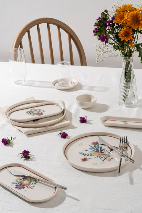 Roselle | 28 Parça 6 Kişilik Porselen Kahvaltı Takımı