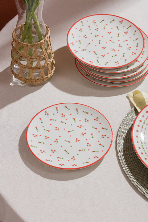 Lorine | 7 Parça Porselen Pasta Sunum Tabak Seti