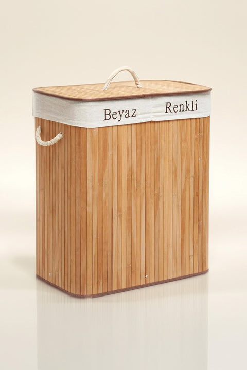Foldi | Bamboo Çift Hazneli Örme Çamaşır Sepeti