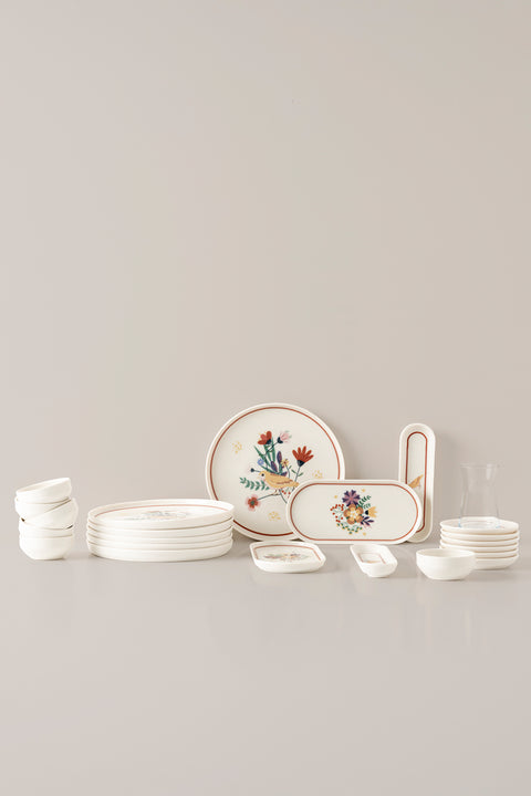 Roselle | 28 Parça 6 Kişilik Porselen Kahvaltı Takımı