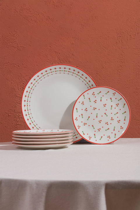 Lorine | 7 Parça Porselen Pasta Sunum Tabak Seti