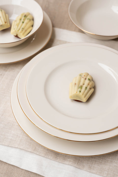 Soley | Ceyda | Altın Kenarlı 24 Parça 6 Kişilik Porselen Yemek Takımı