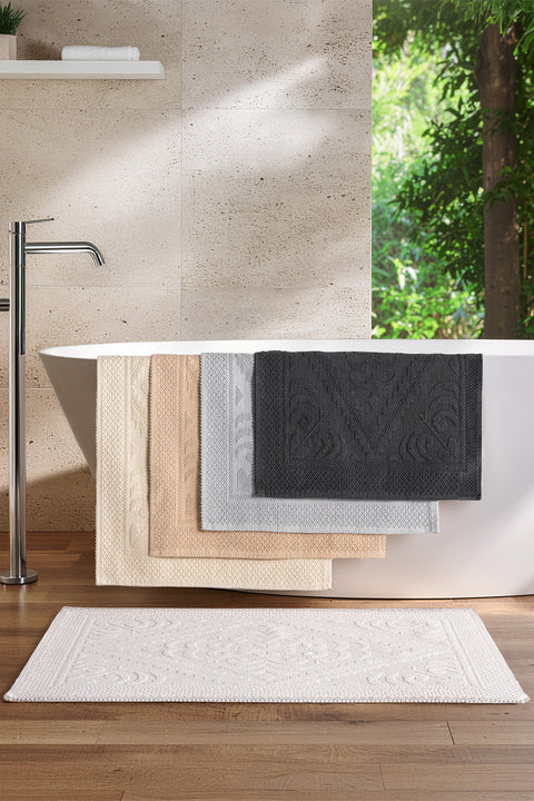 Violetta | 2'li Banyo Paspas Seti | Kaymaz Taban %100 Pamuk | 60x100 - 50x60 cm