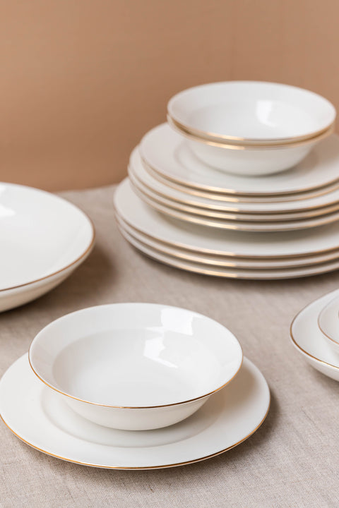 Soley | Ceyda | Altın Kenarlı 24 Parça 6 Kişilik Porselen Yemek Takımı