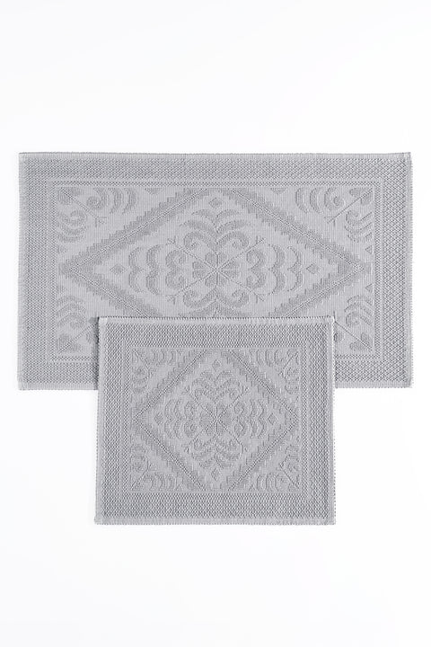 Violetta | 2'li Banyo Paspas Seti | Kaymaz Taban %100 Pamuk | 60x100 - 50x60 cm