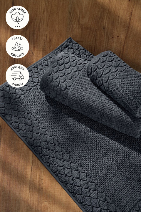 Alana | Ekstra Yumuşak Pamuklu Pirinç Örgü 3'lü Havlu Seti