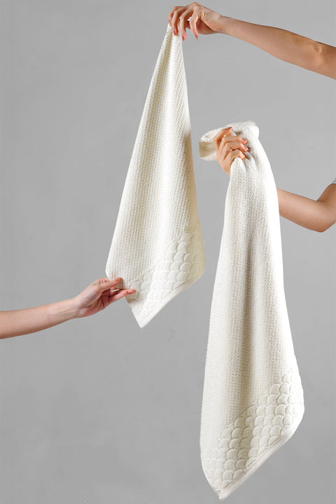 Alana | Ekstra Yumuşak Pamuklu Pirinç Örgü 4'lü Havlu Seti