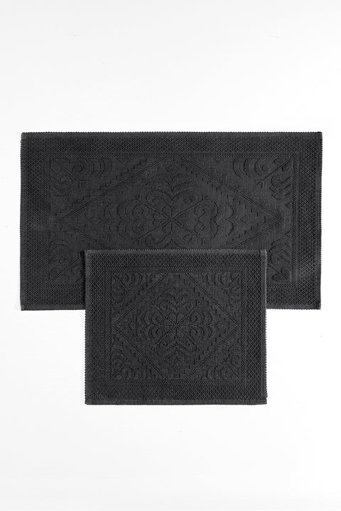 Violetta | 2'li Banyo Paspas Seti | Kaymaz Taban %100 Pamuk | 60x100 - 50x60 cm