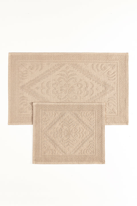 Violetta | 2'li Banyo Paspas Seti | Kaymaz Taban %100 Pamuk | 60x100 - 50x60 cm