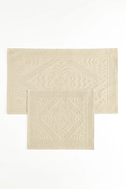 Violetta | 2'li Banyo Paspas Seti | Kaymaz Taban %100 Pamuk | 60x100 - 50x60 cm