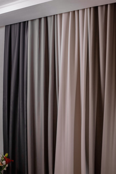 Lunet | 140x270 cm (2 Adet) Blackout Fon Perde - Gri