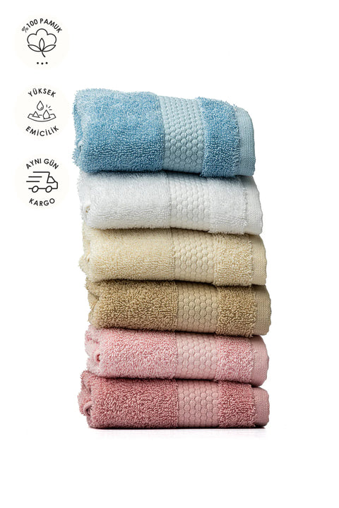Minerva | %100 Pamuk 6'lı Çok Renkli Misafir / Mutfak Havlu Seti