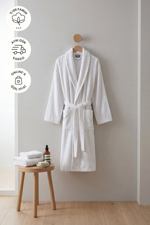 Minerva | Ekstra Yumuşak %100 Pamuk Kadın / Erkek Unisex Bornoz