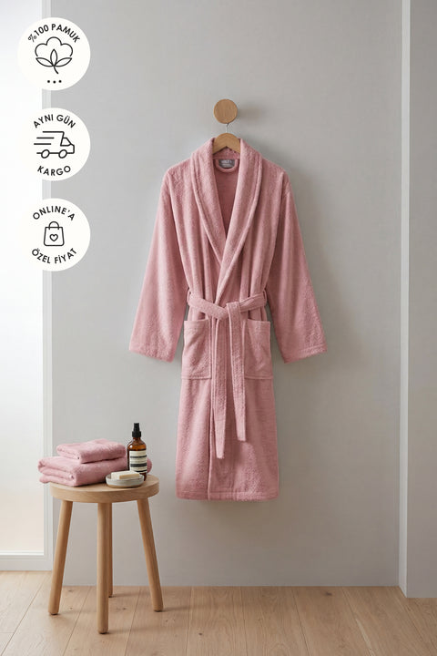 Minerva | Ekstra Yumuşak %100 Pamuk Kadın / Erkek Unisex Bornoz
