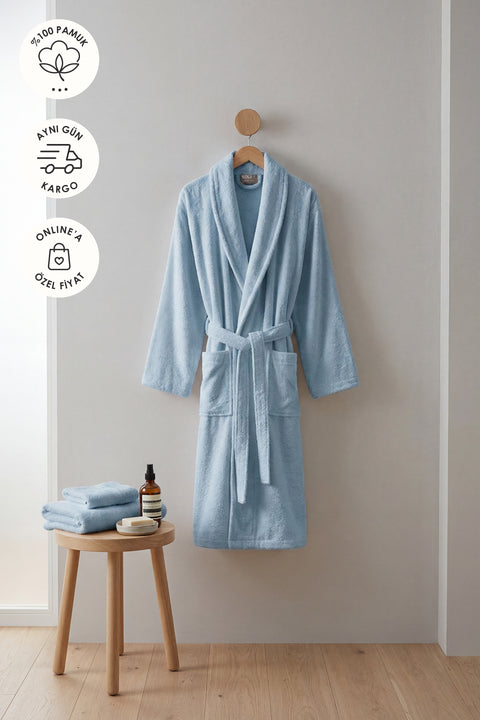Minerva | Ekstra Yumuşak %100 Pamuk Kadın / Erkek Unisex Bornoz