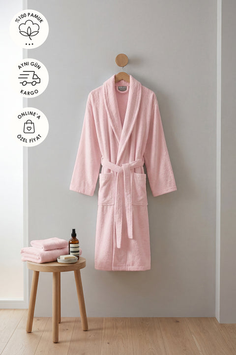 Minerva | Ekstra Yumuşak %100 Pamuk Kadın / Erkek Unisex Bornoz
