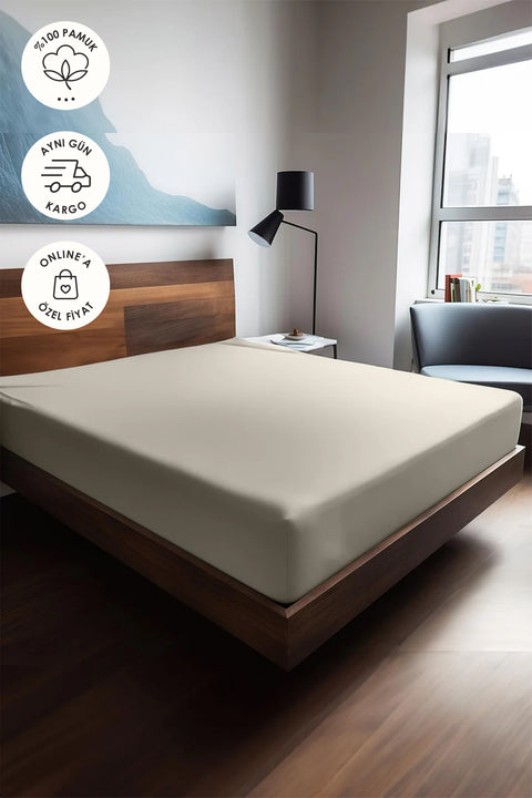 Mix & Match | Plain | %100 Pamuk Ranforce 180 x 200 Çift Kişilik Lastikli Çarşaf