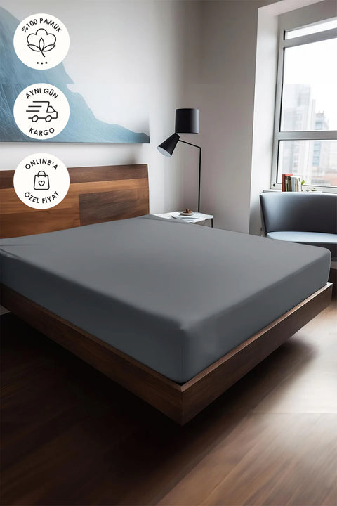 Mix & Match | Plain | %100 Pamuk Ranforce 160 x 200 Çift Kişilik Lastikli Çarşaf
