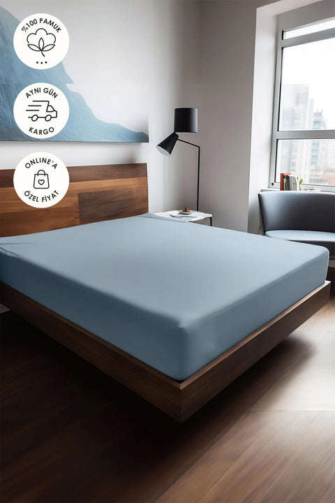 Mix & Match | Plain | %100 Pamuk Ranforce 180 x 200 Çift Kişilik Lastikli Çarşaf