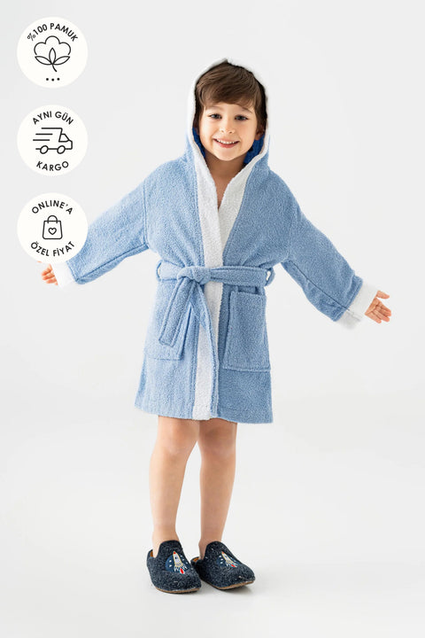 Pueri | %100 Pamuk Unisex Çocuk Bornozu