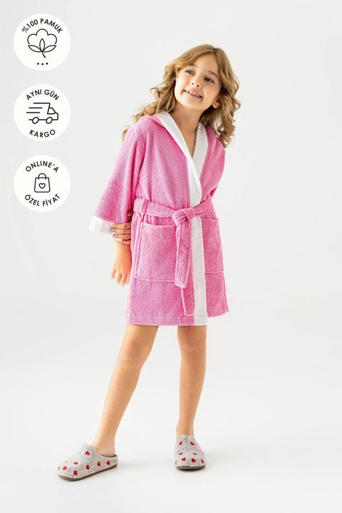 Pueri | %100 Pamuk Unisex Çocuk Bornozu